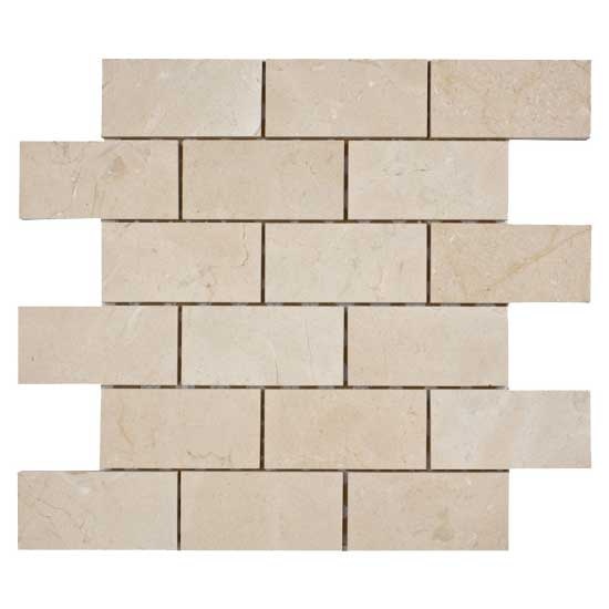 Pietra Antica Patara Stone Crema Marfil Natural Stone Mosaic - 2" X 4" Staggered - Honed
