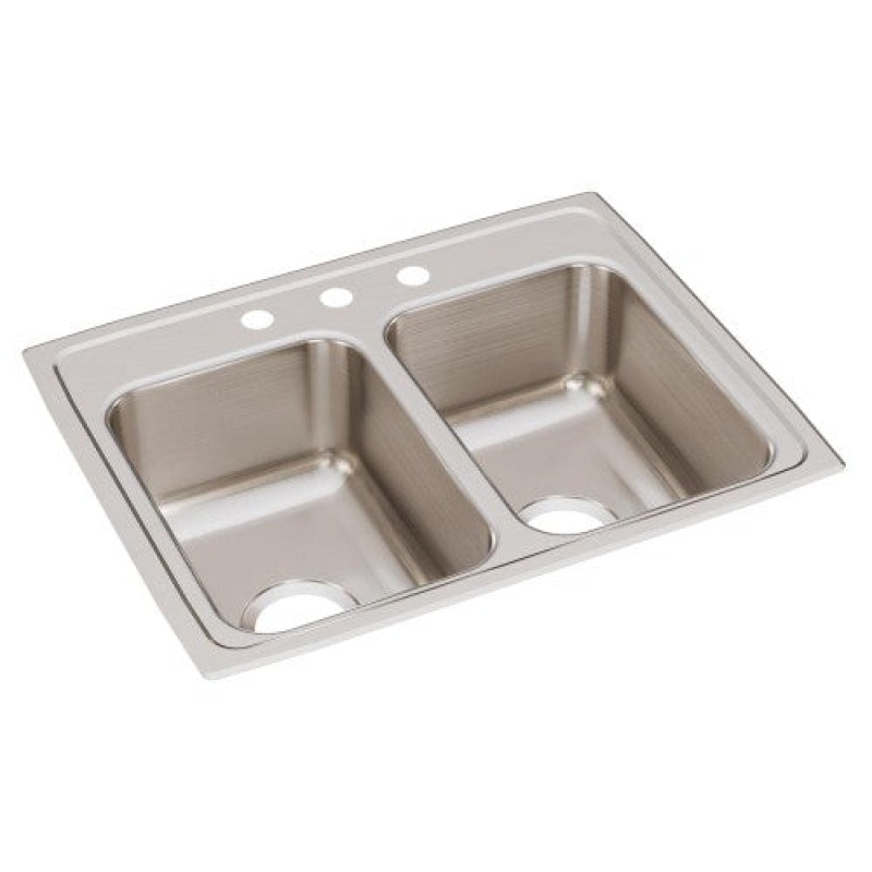 Lr25193 Lustertone Classic Stainless Steel Drop In Double Bowl Kitchen Sink - 25" X 19 1/2" X 7 5/8" With 3 Holes - Stainless Steel