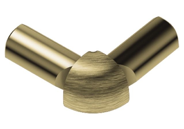 Rondec 90 Degree Double Leg Outside Corner Metal Tile Edging Trim - Brushed Brass Anodized Aluminum