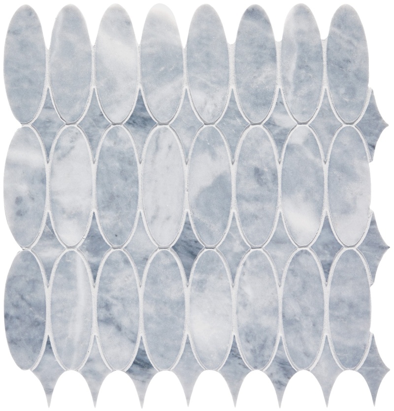 Completa Sky Blue Marble Mosaic - Oval - Honed