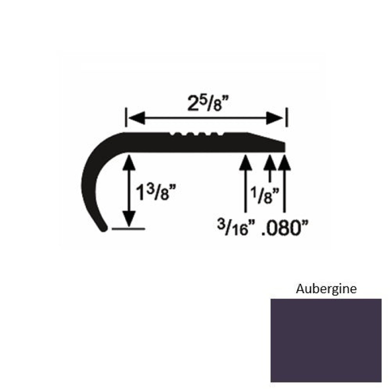 Solid 04 Aubergine Rubber Residential Stair Nosing (Rd) - 2 5/8" X 9 Ft (108")