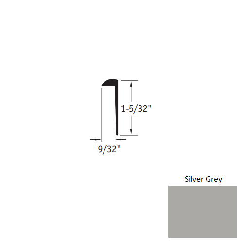 Johnsonite Silver Grey Vinyl Moulding / Trim - 9/32" X 12 Ft (144") Square Cap Cove Cap - Square Cap Cove Cap