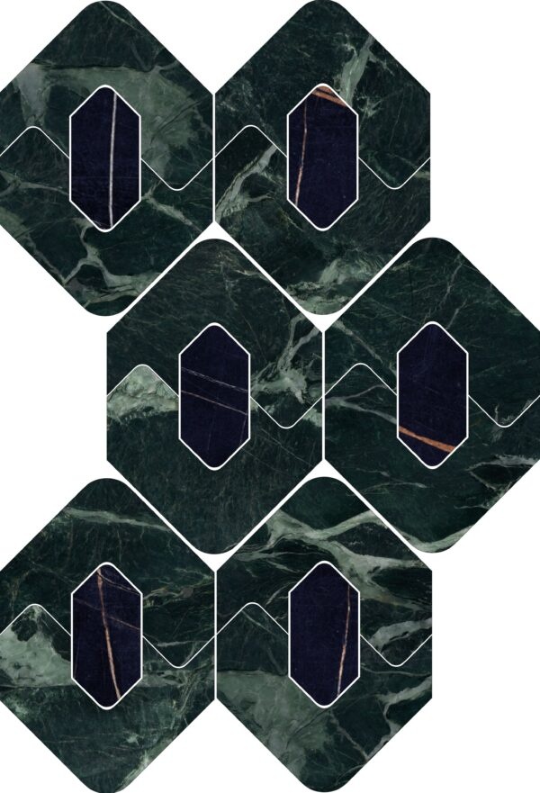 Kobe Verde Porcelain Mosaic - Elongated Hexagon