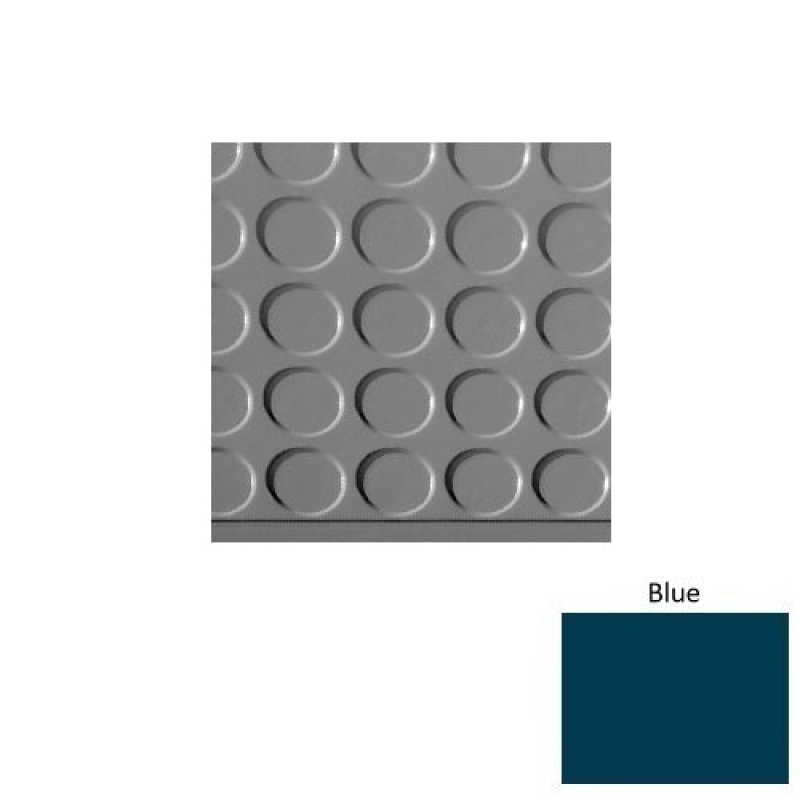Solid 97 Blue Vantage Raised Circular Rubber (Sq) With Black Abrasive Strip Stair Tread - Textured
