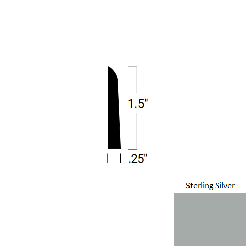Johnsonite Sterling Silver Rubber Moulding / Trim - 1 1/2" X 8 Ft (96") X 1/4" Millwork Shoe Moulding - Millwork Shoe Moulding
