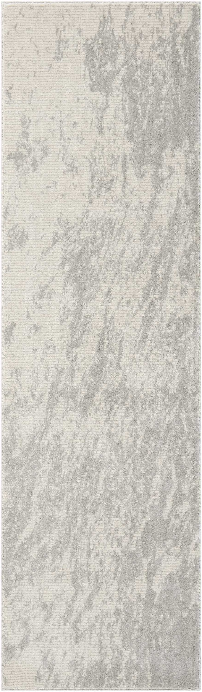 Ivory / Grey Polyester Modern Area Rug - 8 Ft