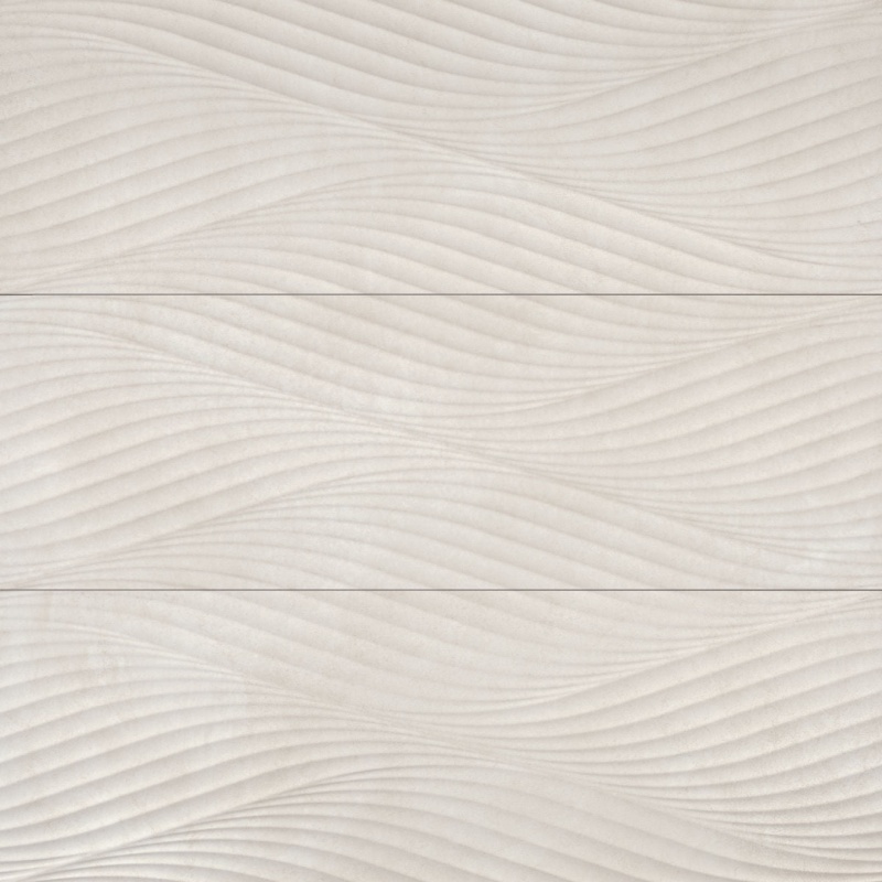 Donna Beige Wave Deco Ceramic Tile - Matte - 13" X 40"