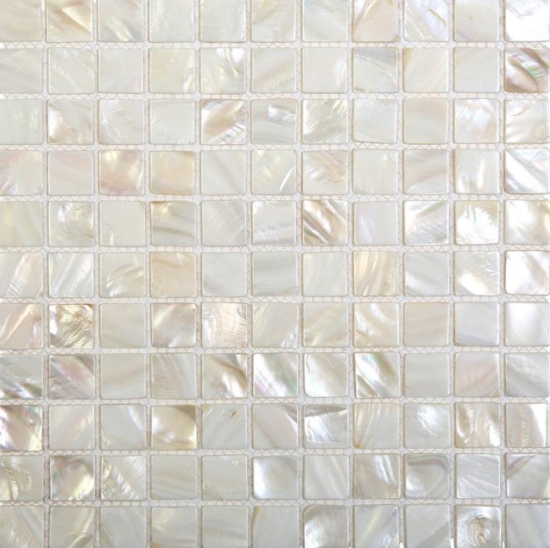 Shell Oyster White Shell Mosaic 1" x 1" Glossy
