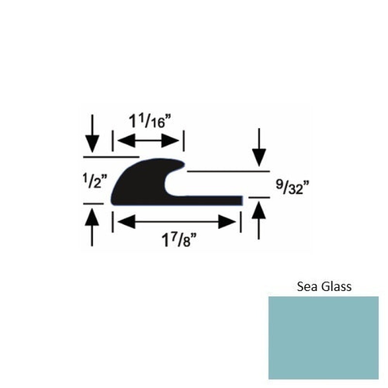 Solid 40 Sea Glass Rubber Carpet Edge Guard - 1 7/8" X 9 Ft (108") X 9/32"