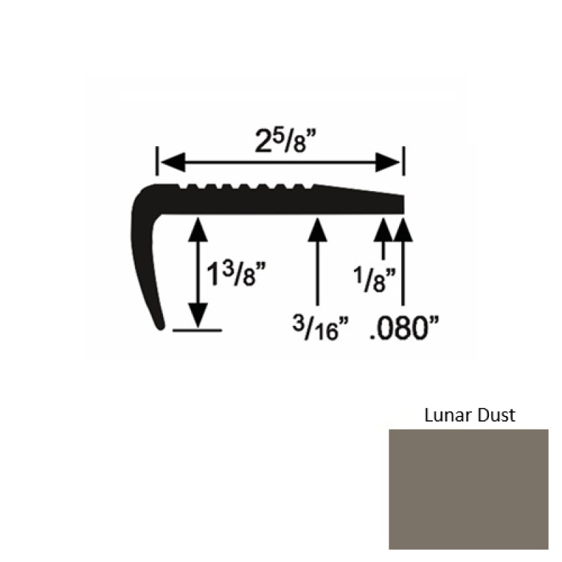 Solid 03 Lunar Dust Rubber Residential Stair Nosing