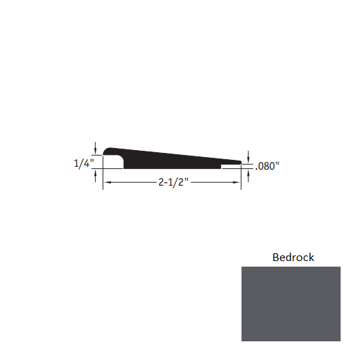 Johnsonite Bedrock Vinyl Moulding / Trim - 2 1/2" X 12 Ft (144") X 1/4" - .080" Wheeled Traffic Transition - Wheeled Traffic Transition
