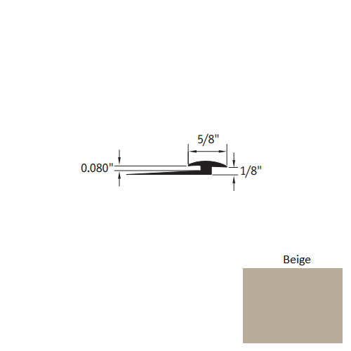 Johnsonite Beige Vinyl Moulding / Trim - 5/8" X 12 Ft (144") X 1/8" - .080" Slim Line Transition - Slim Line Transition