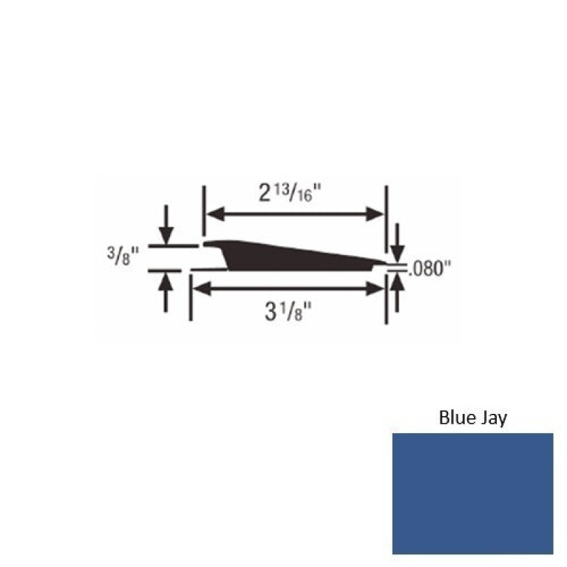 Solid 66 Blue Jay Rubber Rolling Traffic Transition - 3 1/8" X 9 Ft (108") X 3/8" - 0.080"