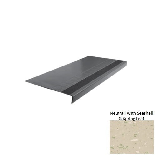 Spextones Neutrail With Seashell & Spring Leaf Type 875 With Flush Ribbed / Smooth Insert Distinct Designs Rubber - 12 1/4" X 72" Stair Tread - Raised Square Design