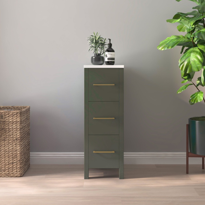 Cvb Vintage Green Solid Wood Bathroom Cabinet - 12" X 18" X 31" - Vintage Green