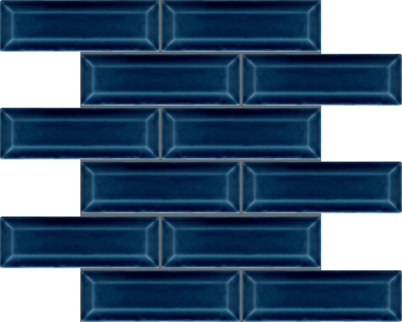 Kinetic Blue Ceramic Mosaic - Brick - Glossy