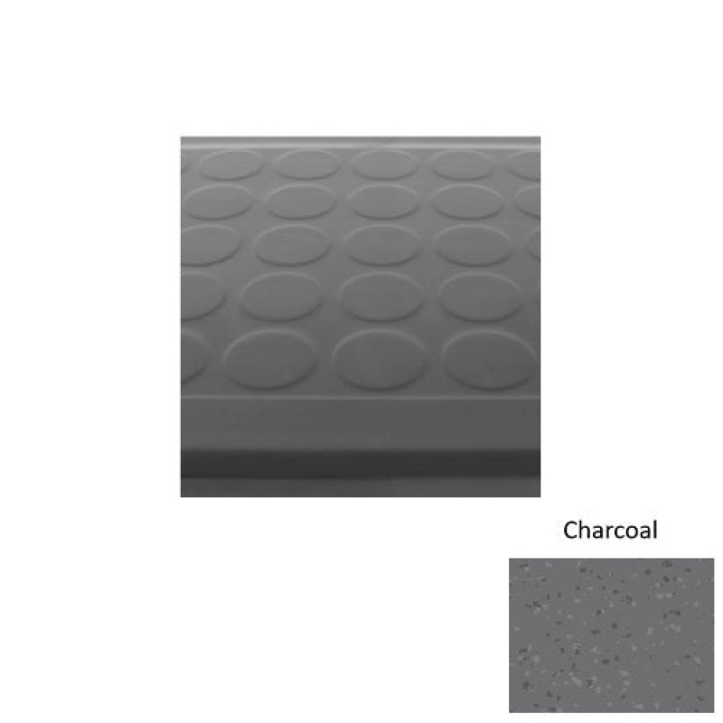 Symmetry 92 Charcoal Low Profile Raised Circular Rubber (Sq) With Galley Red Abrasive Strip Stair Tread With Dupont Kevlar - Textured