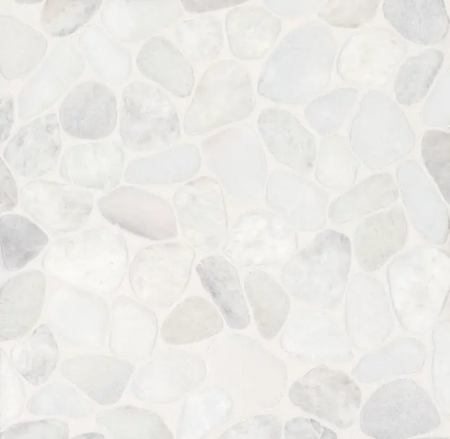 Waterbrook Thassos Medium Sliced Natural Stone Mosaic - Pebble - Matte