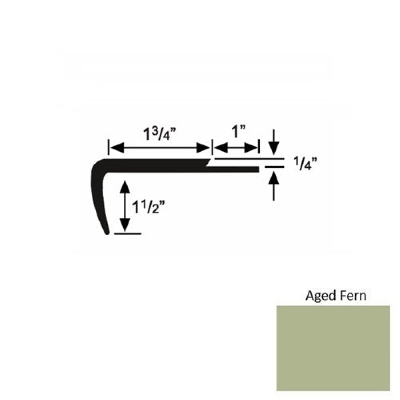 Solid 13 Aged Fern Rubber Single Flange Carpet Stair Nosing