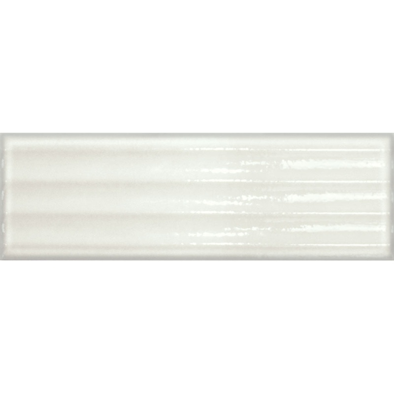 Glassalike Fluted Bianco Porcelain Tile - Glossy - 4" X 12"