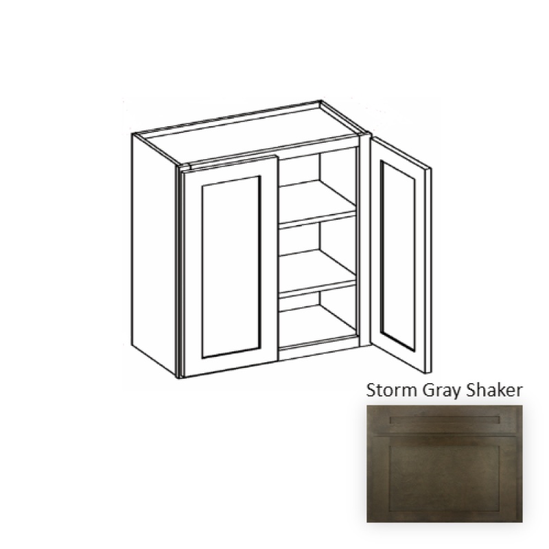 W3330 Storm Gray Shaker Wood Kitchen Wall Cabinet - 33" X 30" X 12" (Assembly Required) - Storm Gray Shaker