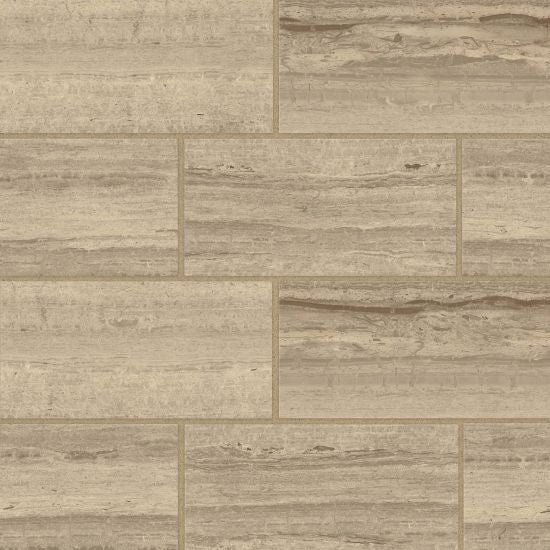 Classic 2.0 Travertino Chiaro Porcelain Tile - Polished - 12" X 24"