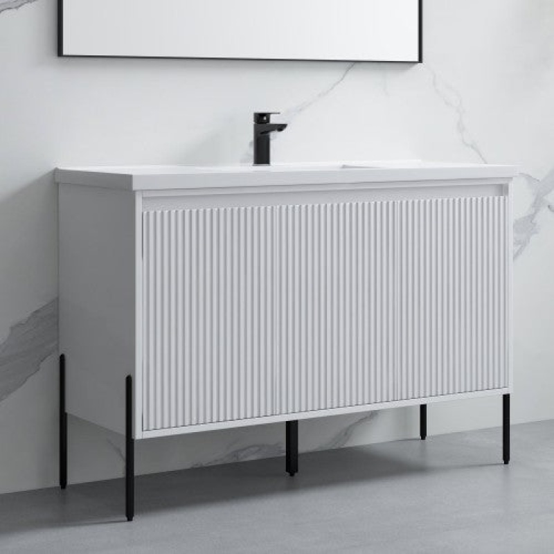 002 Series White Wood Bathroom Vanity with Ceramic Top