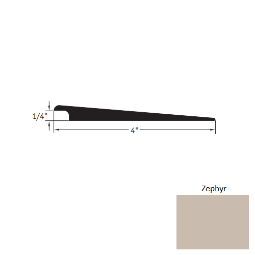 Johnsonite Zephyr Vinyl Moulding / Trim - 4" X 12 Ft (144") X 1/4" Wheeled Traffic Transition - Wheeled Traffic Transition