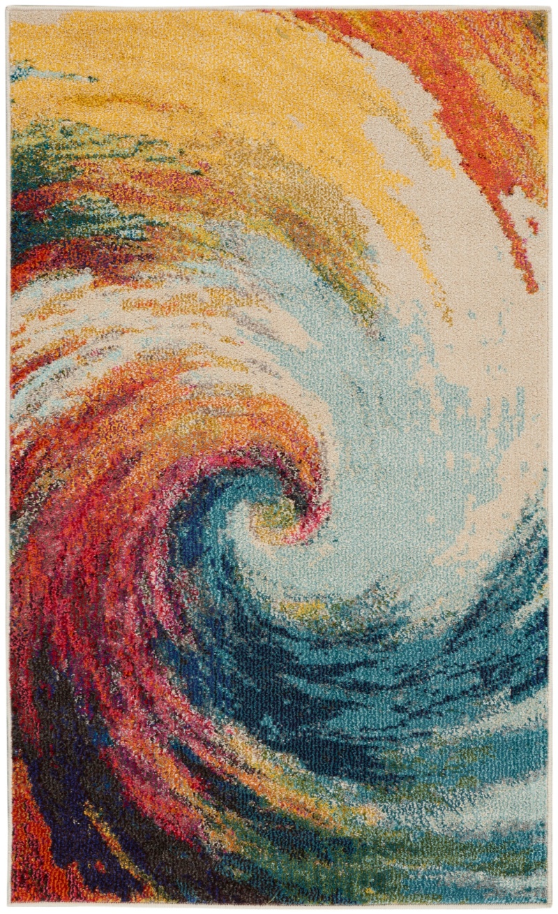 Celestial Wave Polypropylene Modern Area Rug - 3 ft x 5 ft