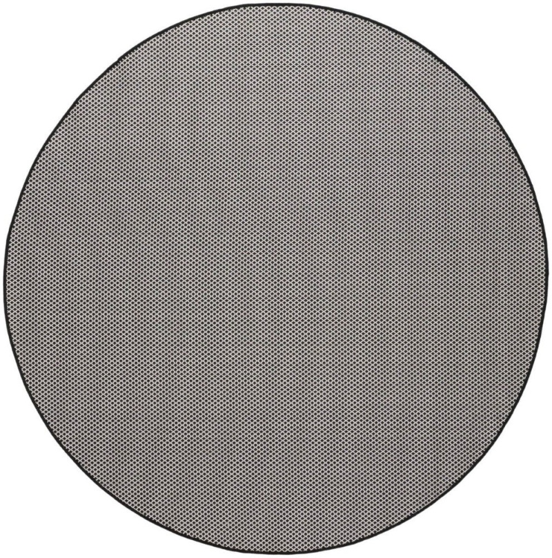 Courtyard Black White Cou01 Polypropylene & Polyester Contemporary Area Rug - 6 Ft X Round - Black White