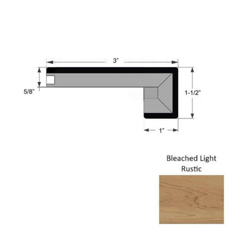 True Teak Bleached Light Rustic Hardwood Moulding / Trim - 5 1/2" X 82" Square Stair Nose - Urethane