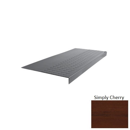 Evolving Styles Wood Elements Simply Cherry Type 701E Distinct Designs Rubber - 15" X 72" Stair Tread - Rgt Radial Ii Raised Disc Design