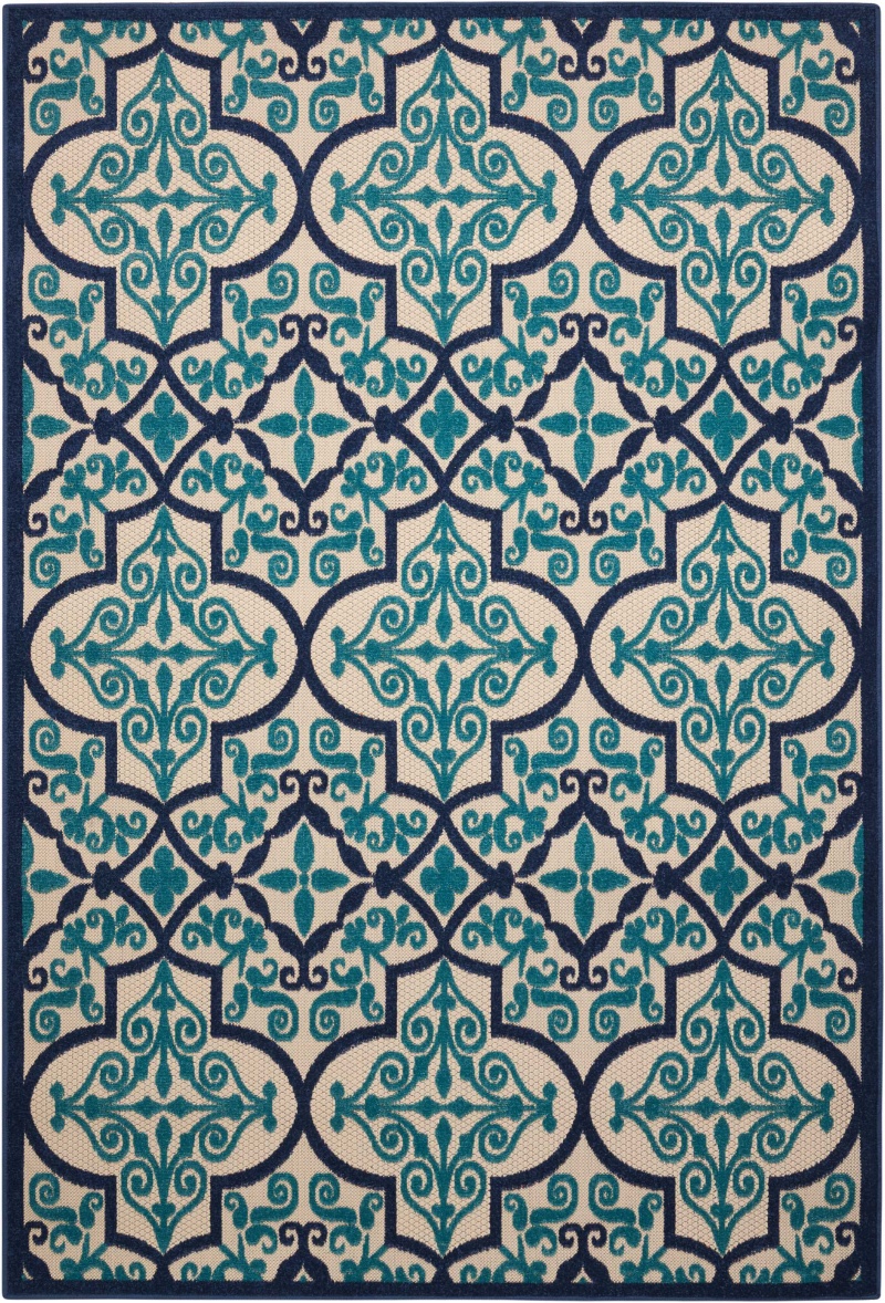 Aloha Alh14 Navy Polypropylene Bohemian Area Rug