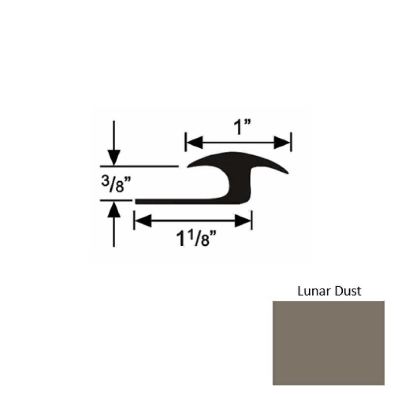 Solid 60 Lunar Dust Rubber Tile / Carpet Joiner - 1 1/8" X 9 Ft (108") X 3/8"