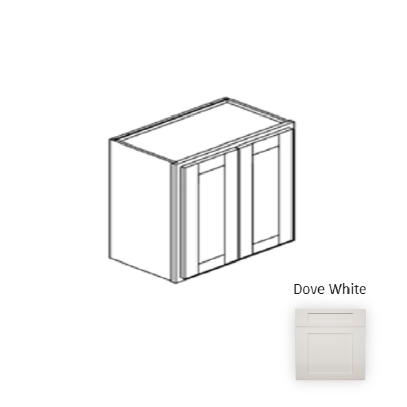 Dw.W2742 Framed Shaker Classic Dove White Natural Clear Coat Wood Kitchen Wall Cabinet - 27" X 42" X 12" - Natural Clear Coat