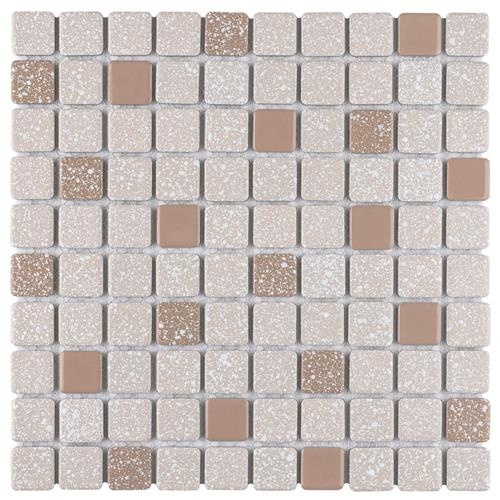 Crystalline Square Beige Porcelain Mosaic - 11 3/4" X 11 3/4" - Mixed
