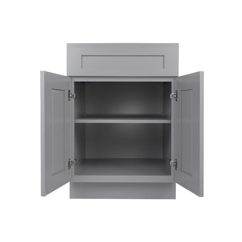 Gray Shaker Wood Kitchen Base Cabinet