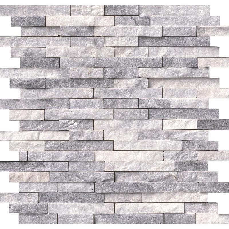 Alaskan Gray Marble Mosaic - Linear Split Face