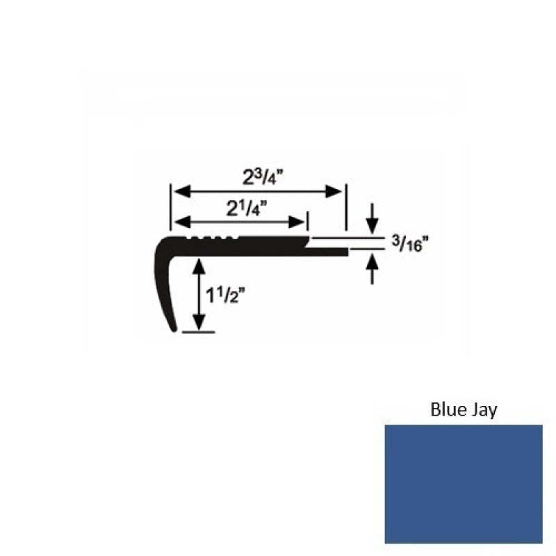 Solid 07 Blue Jay Rubber Underlap Carpet Stair Nosing