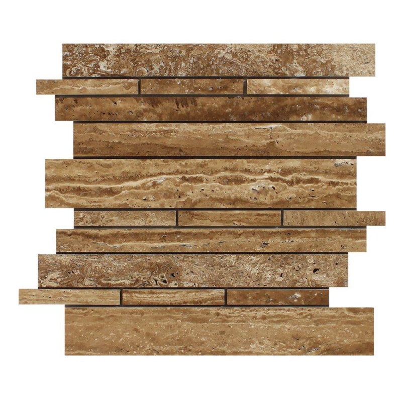 Noche Vein Cut Travertine Mosaic - Linear