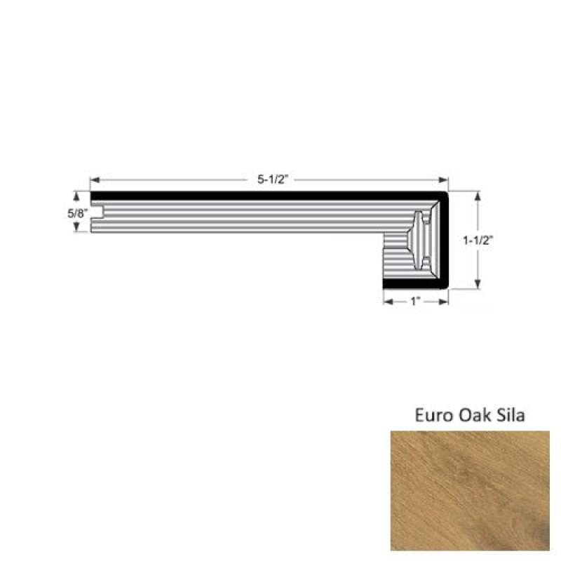 Terreno Euro Oak Sila Hardwood Moulding / Trim - 5 1/2" X 86" Engineered Square Stair Nose - Urethane