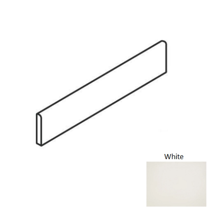 Solid White Porcelain Floor & Wall Trim - 3" x 24" Bullnose - Matte