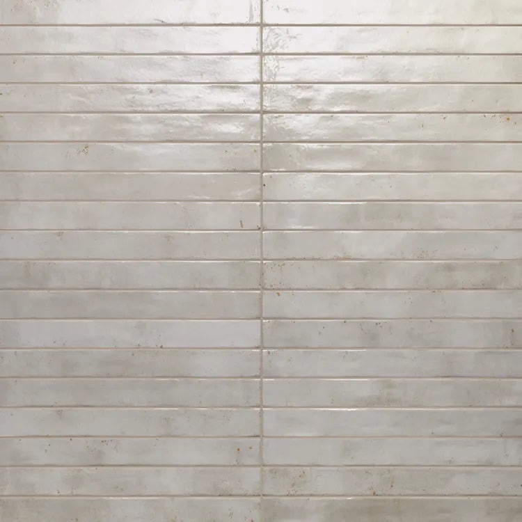 Chroma Light Grey Porcelain Tile - Glossy - 2" X 18"