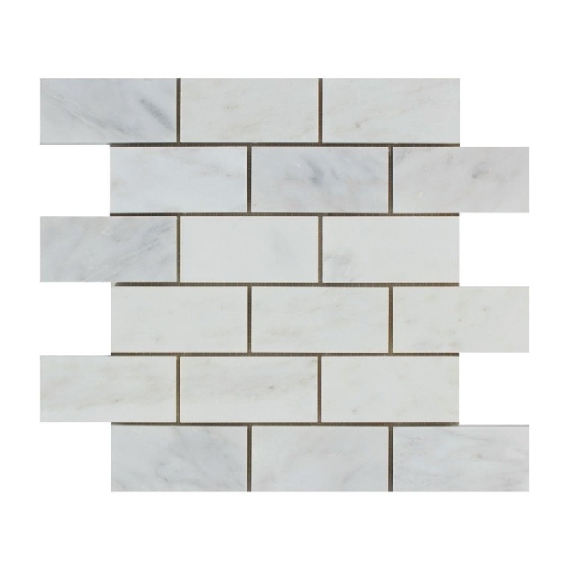 Oriental White Marble Mosaic - 2" x 4" Brick