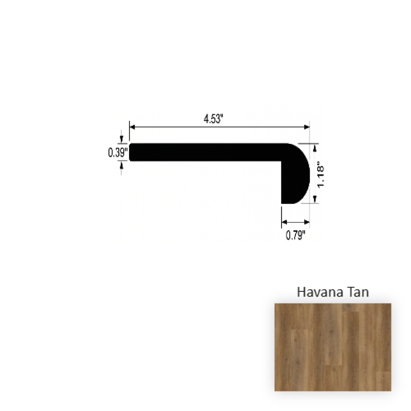 Versacore Pureedge Havana Tan Luxury Vinyl Moulding / Trim - 4.5" X 94.5" Flush Round Stair Nose - Ceramic Bead