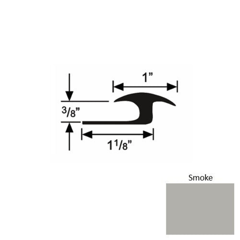 Solid 60 Smoke Rubber Tile / Carpet Joiner - 1 1/8" X 9 Ft (108") X 3/8"