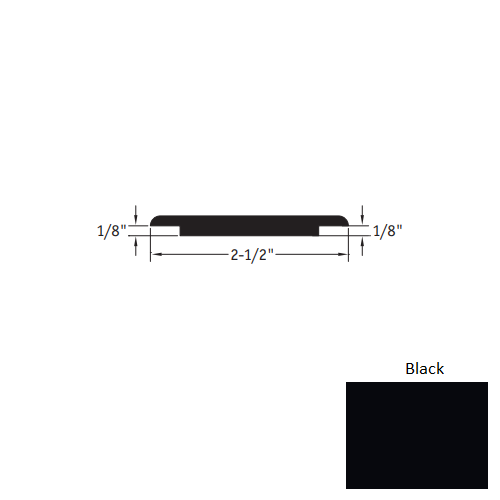 Johnsonite Black Vinyl Moulding / Trim - 2 1/2" X 12 Ft (144") X 1/8" - 1/8" Wheeled Traffic Transition - Wheeled Traffic Transition
