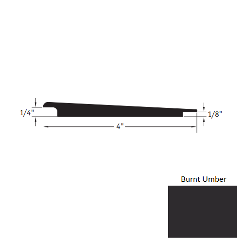 Johnsonite Burnt Umber Vinyl Moulding / Trim - 4" X 12 Ft (144") X 1/4" - 1/8" Wheeled Traffic Transition - Wheeled Traffic Transition