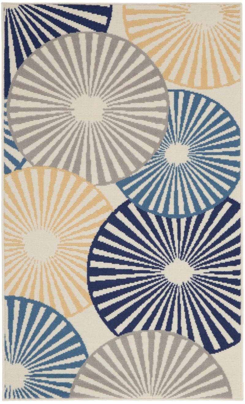 Grafix White Polypropylene Contemporary Area Rug