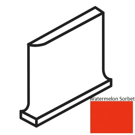 Bright & Matte Watermelon Sorbet Ceramic Wall Trim - 6" X 6" Cove Base Outcorner Right - Glossy